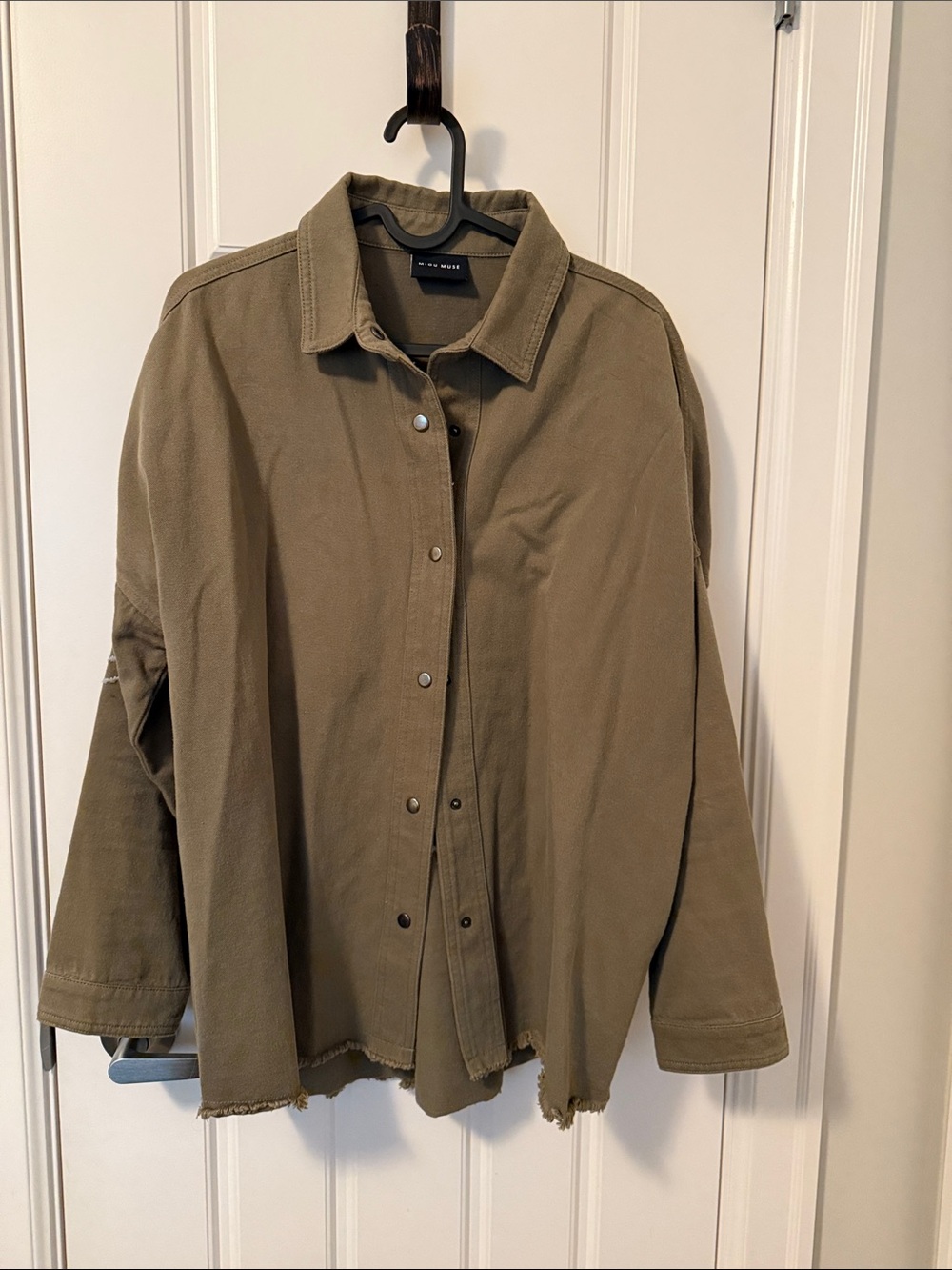 Olive Green Jean Jacket with Button Front by Vince